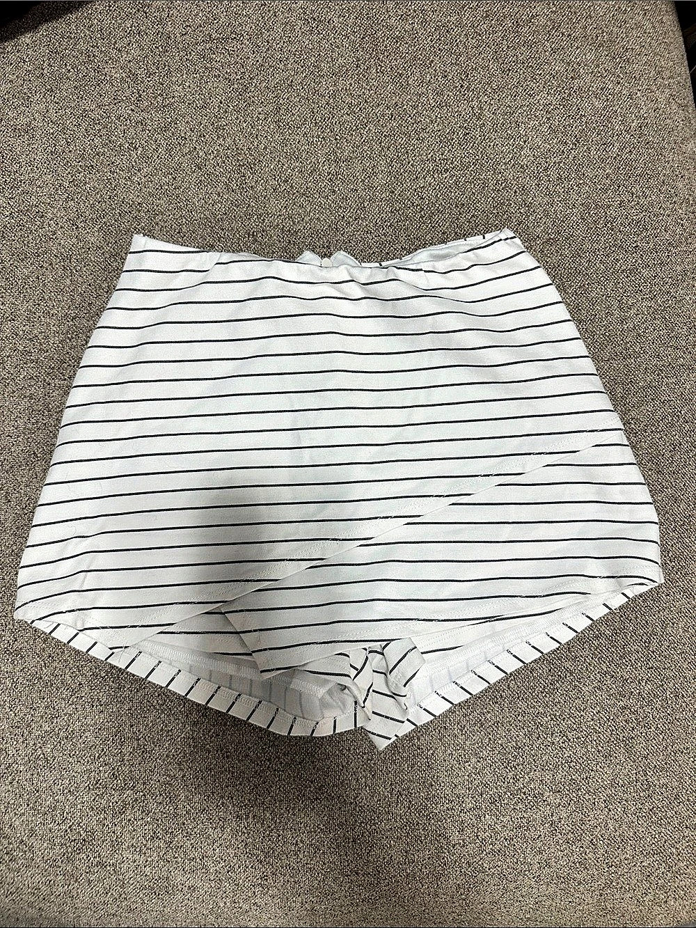 Striped High Waist Shorts in White & Black